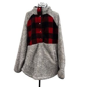 Maurices Red and Gray Sherpa Pullover